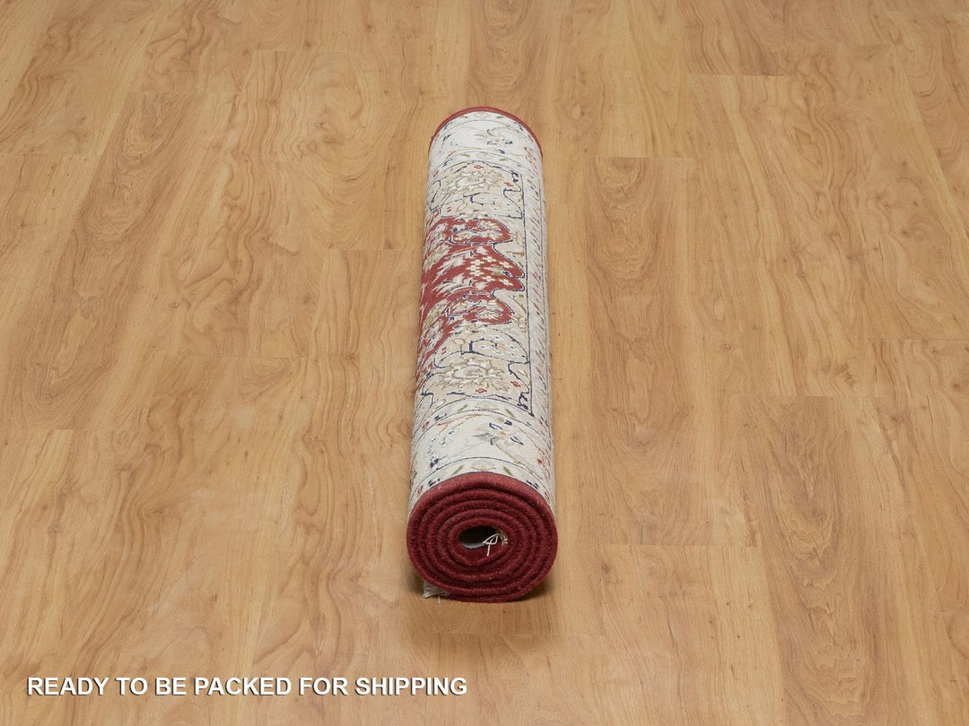 3'11" x 6'1" New Hand Knotted Red Wool & Silk Rectangle Oriental Rug - MOA10291530