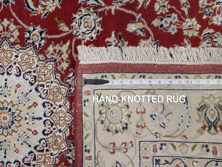 3'11" x 6'1" New Hand Knotted Red Wool & Silk Rectangle Oriental Rug - MOA10291530