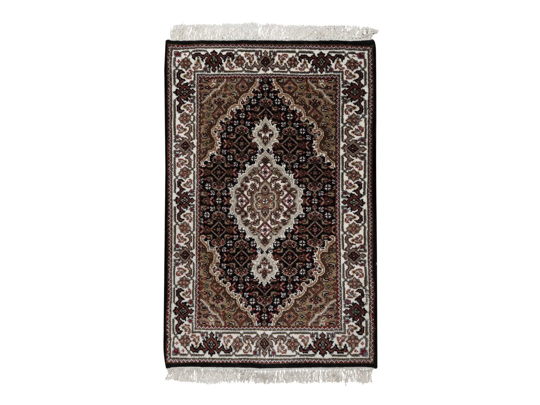 2'0" x 3'1" New Hand Knotted Black Wool Rectangle Oriental Rug - MOA10291566