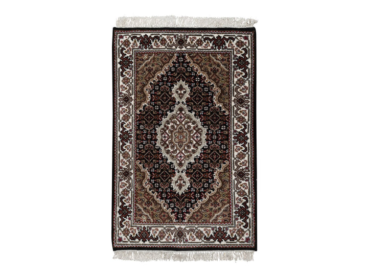 2'0" x 3'1" New Hand Knotted Black Wool Rectangle Oriental Rug - MOA10291566
