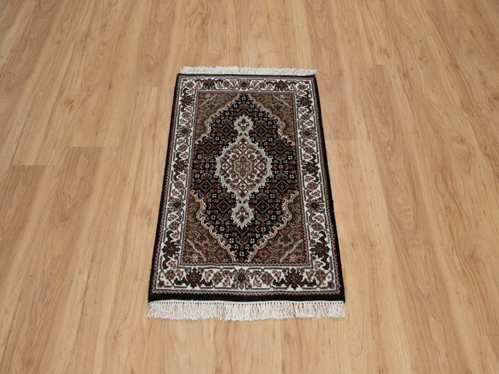 2'0" x 3'1" New Hand Knotted Black Wool Rectangle Oriental Rug - MOA10291566