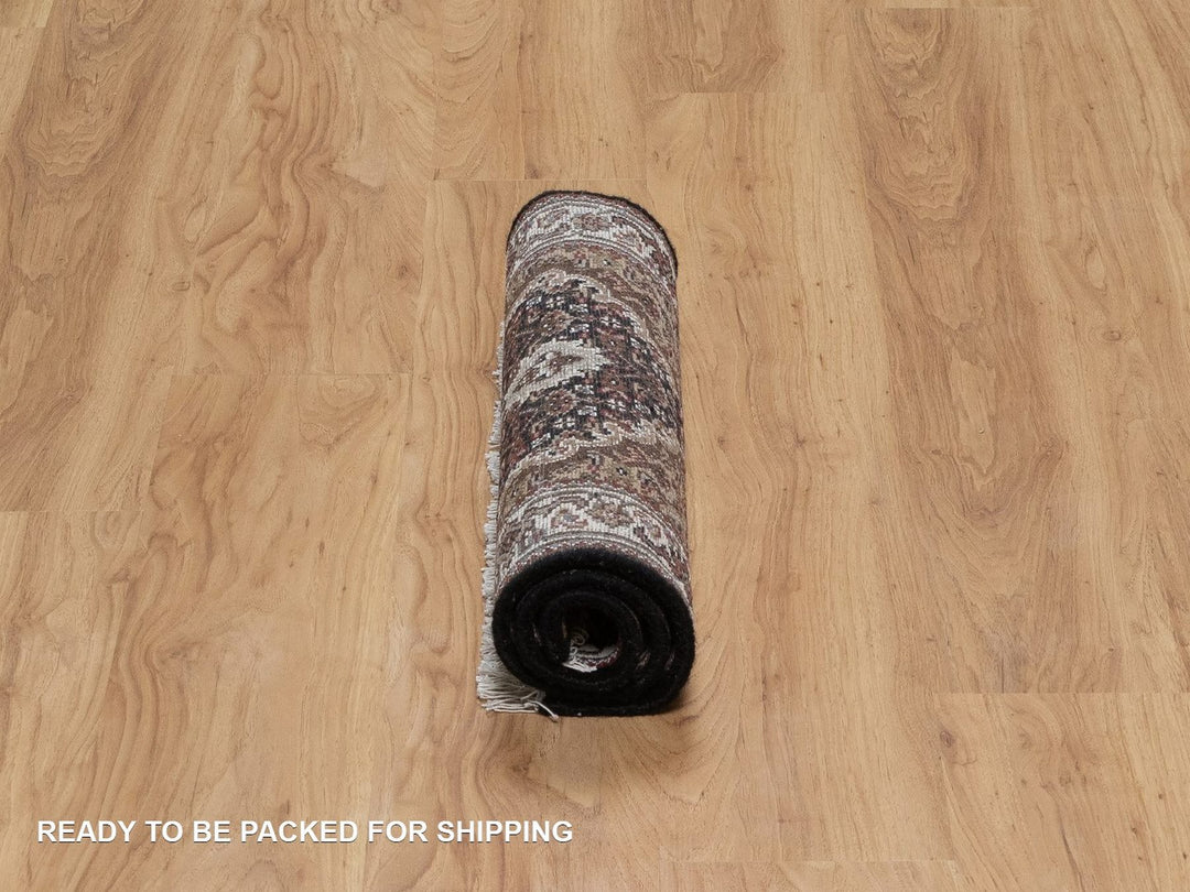 2'0" x 3'1" New Hand Knotted Black Wool Rectangle Oriental Rug - MOA10291566