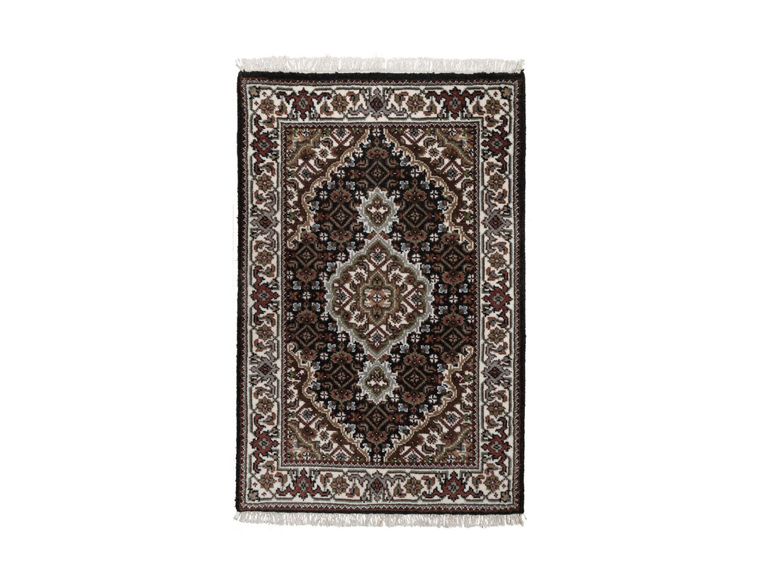 2'0" x 3'1" New Hand Knotted Black Wool Rectangle Oriental Rug - MOA10291570