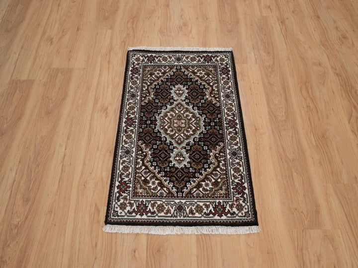 2'0" x 3'1" New Hand Knotted Black Wool Rectangle Oriental Rug - MOA10291570