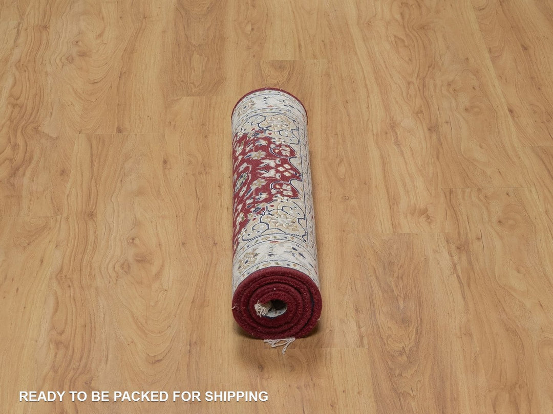 2'6" x 4'1" New Hand Knotted Ivory Wool & Silk Rectangle Oriental Rug - MOA10291572