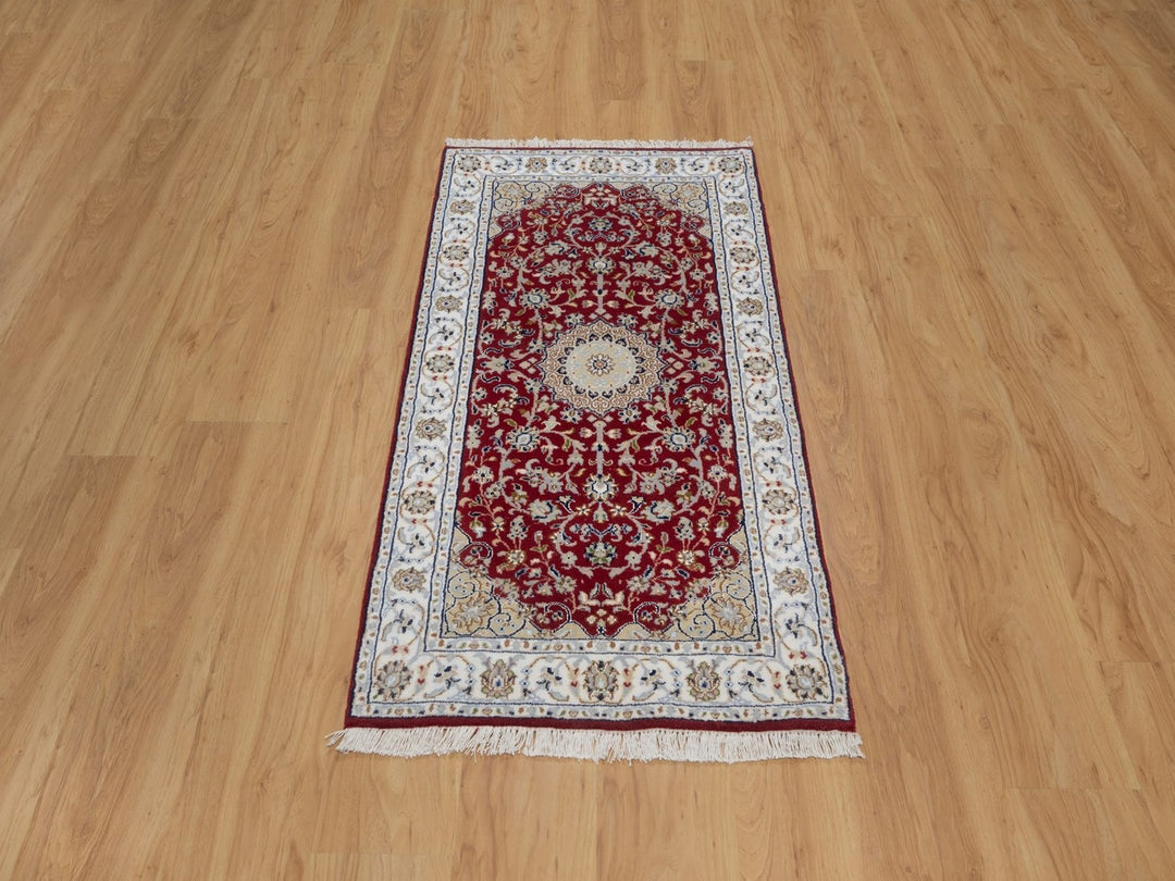 2'6" x 4'9" New Hand Knotted Red Wool & Silk Rectangle Oriental Rug - MOA10291576