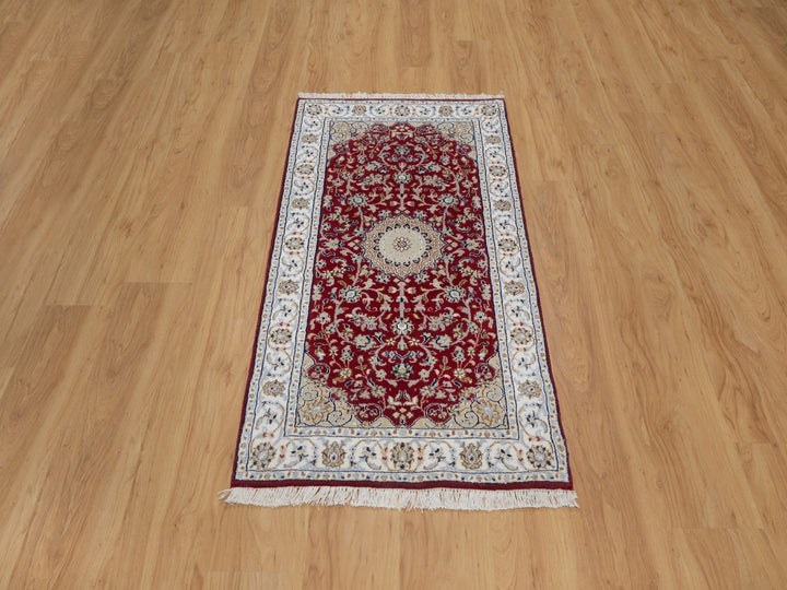 2'6" x 4'9" New Hand Knotted Red Wool & Silk Rectangle Oriental Rug - MOA10291576