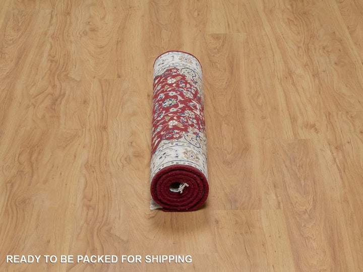 2'6" x 4'9" New Hand Knotted Red Wool & Silk Rectangle Oriental Rug - MOA10291576