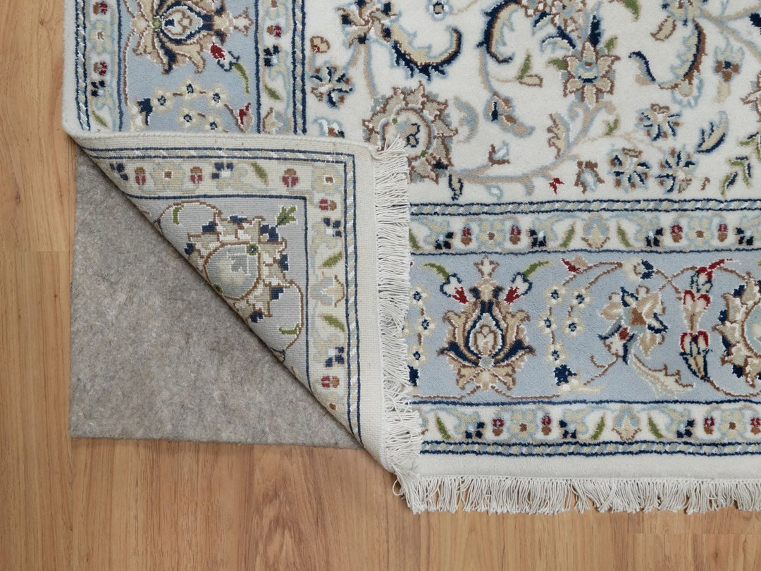 4'9" x 6'10" New Hand Knotted Ivory Wool & Silk Rectangle Oriental Rug - MOA10291582