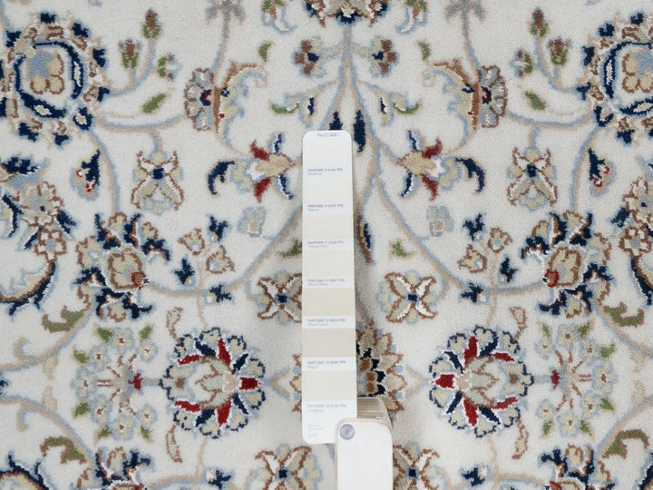 4'9" x 6'10" New Hand Knotted Ivory Wool & Silk Rectangle Oriental Rug - MOA10291582