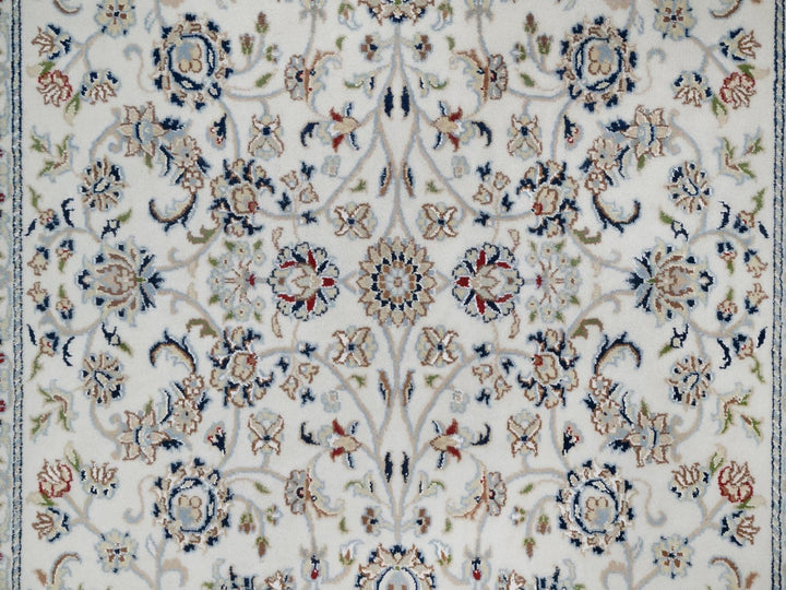 4'9" x 6'10" New Hand Knotted Ivory Wool & Silk Rectangle Oriental Rug - MOA10291582