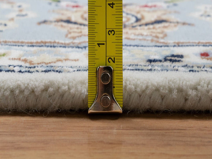 4'9" x 6'10" New Hand Knotted Ivory Wool & Silk Rectangle Oriental Rug - MOA10291582