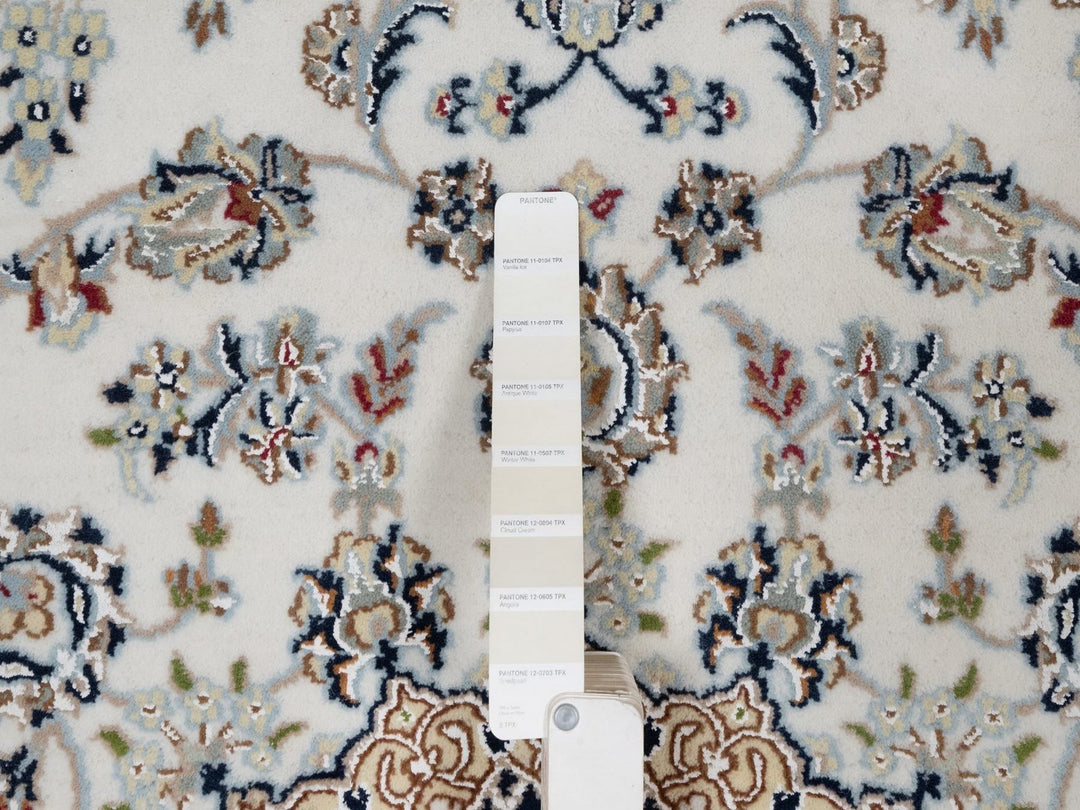 4'8" x 6'10" New Hand Knotted Ivory Wool & Silk Rectangle Oriental Rug - MOA10291583