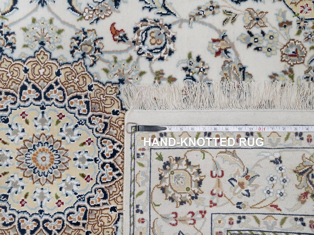 4'8" x 6'10" New Hand Knotted Ivory Wool & Silk Rectangle Oriental Rug - MOA10291583