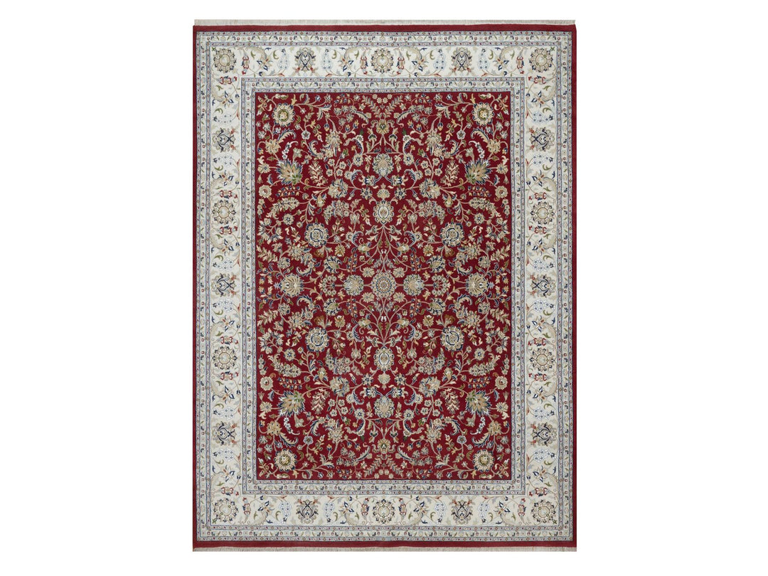 8'8" x 11'10" New Hand Knotted Red Wool & Silk Rectangle Oriental Rug - MOA10291592