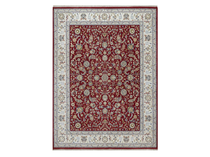 8'8" x 11'10" New Hand Knotted Red Wool & Silk Rectangle Oriental Rug - MOA10291592