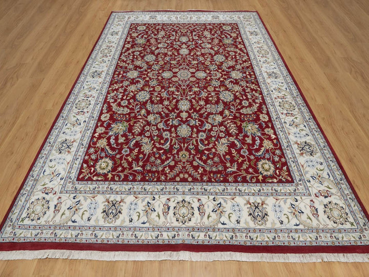 8'8" x 11'10" New Hand Knotted Red Wool & Silk Rectangle Oriental Rug - MOA10291592