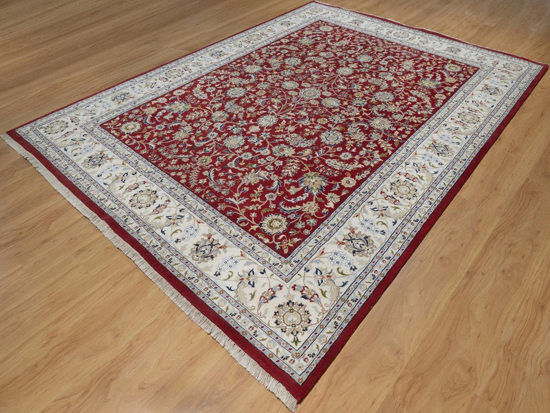 8'8" x 11'10" New Hand Knotted Red Wool & Silk Rectangle Oriental Rug - MOA10291592