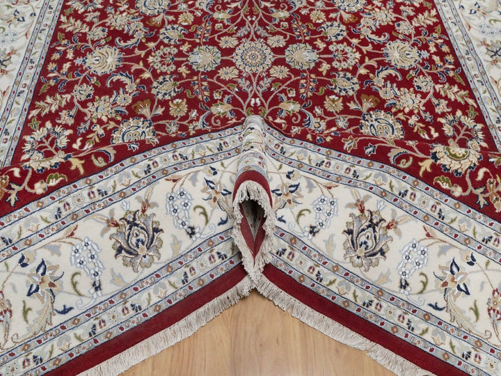 8'8" x 11'10" New Hand Knotted Red Wool & Silk Rectangle Oriental Rug - MOA10291592