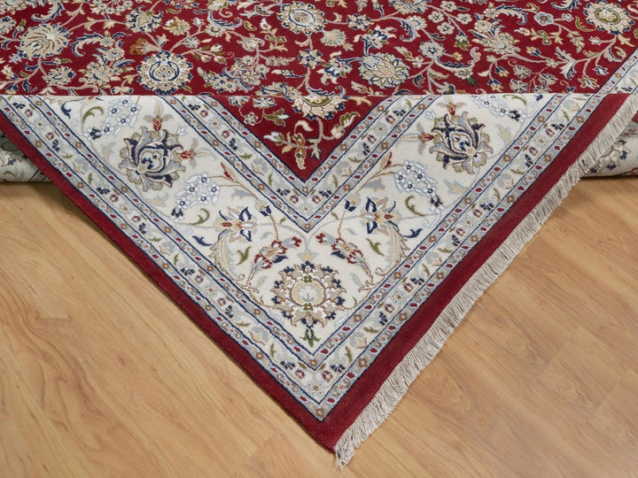 8'8" x 11'10" New Hand Knotted Red Wool & Silk Rectangle Oriental Rug - MOA10291592