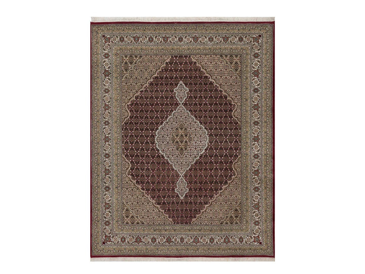 7'8" x 9'10" New Hand Knotted Red Wool Rectangle Oriental Rug - MOA10291594