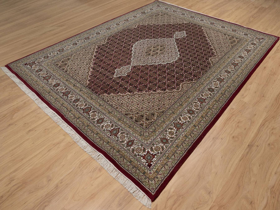 7'8" x 9'10" New Hand Knotted Red Wool Rectangle Oriental Rug - MOA10291594