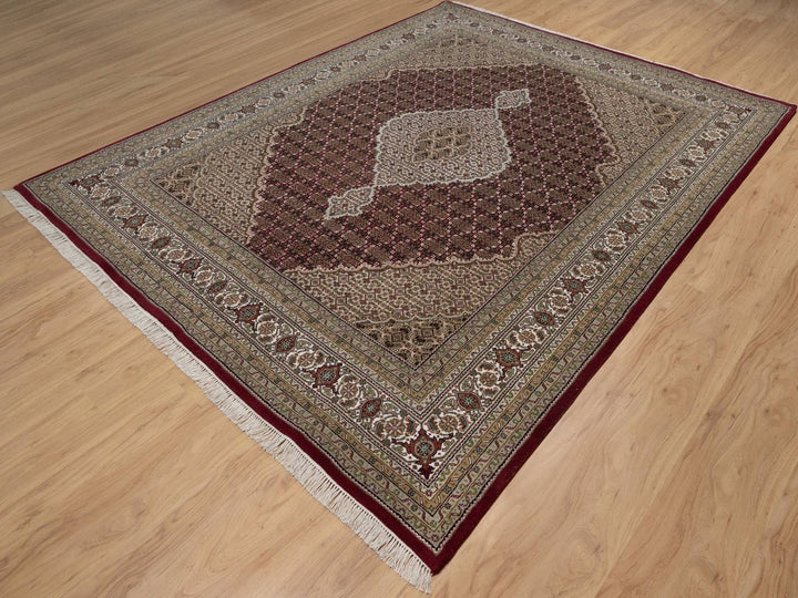 7'8" x 9'10" New Hand Knotted Red Wool Rectangle Oriental Rug - MOA10291594