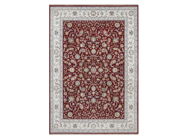 9'9" x 14'0" New Hand Knotted Red Wool & Silk Rectangle Oriental Rug - MOA10291609