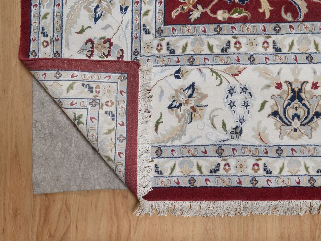 9'9" x 14'0" New Hand Knotted Red Wool & Silk Rectangle Oriental Rug - MOA10291609