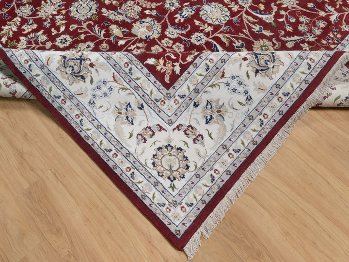 9'9" x 14'0" New Hand Knotted Red Wool & Silk Rectangle Oriental Rug - MOA10291609