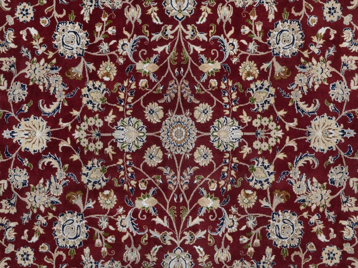 9'9" x 14'0" New Hand Knotted Red Wool & Silk Rectangle Oriental Rug - MOA10291609