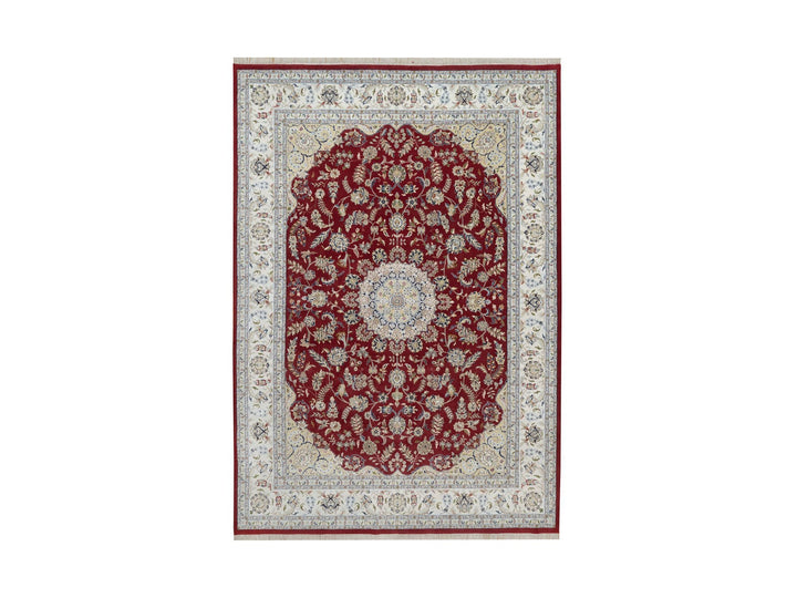 9'11" x 14'1" New Hand Knotted Red Wool & Silk Rectangle Oriental Rug - MOA10291610