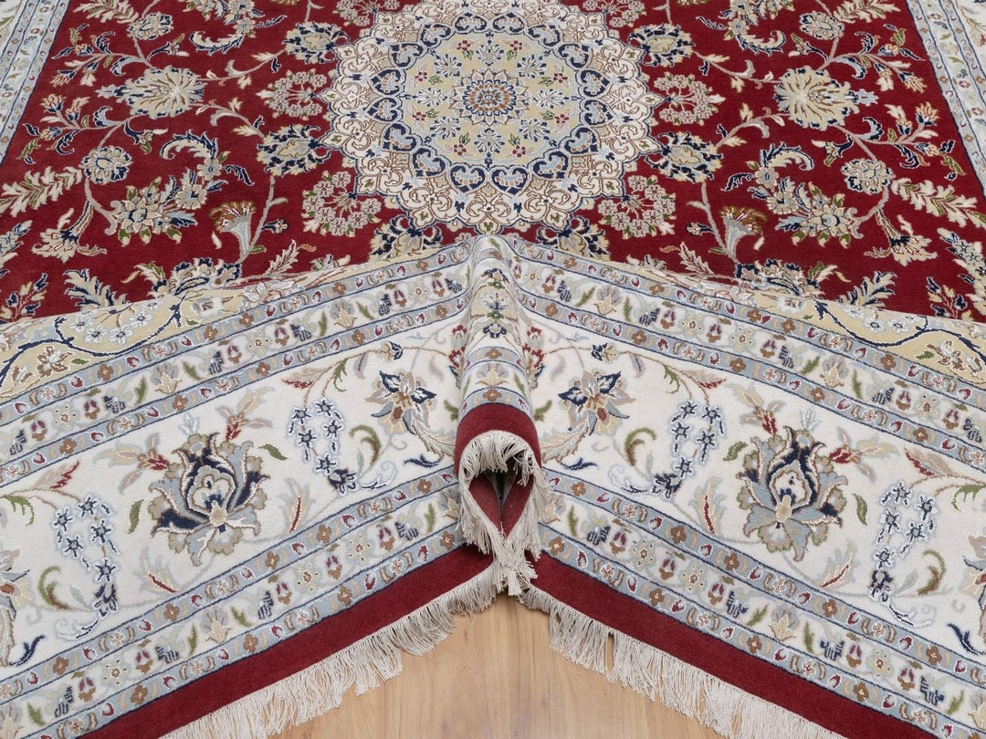 9'11" x 14'1" New Hand Knotted Red Wool & Silk Rectangle Oriental Rug - MOA10291610