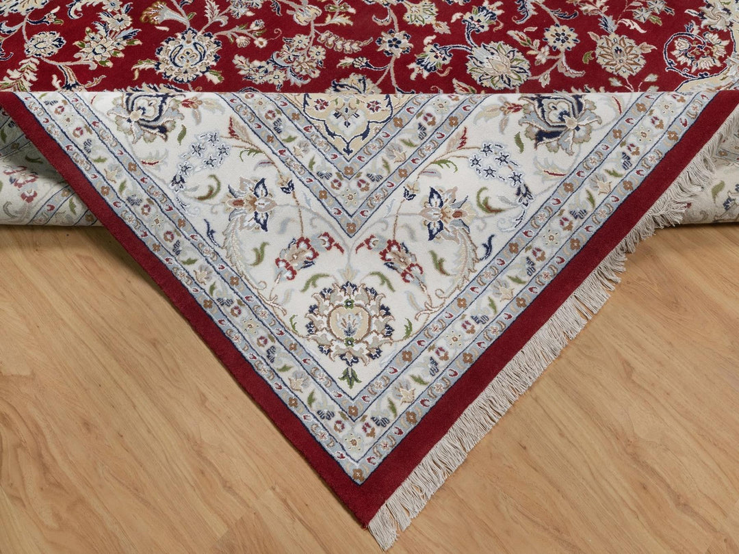 9'11" x 14'1" New Hand Knotted Red Wool & Silk Rectangle Oriental Rug - MOA10291610