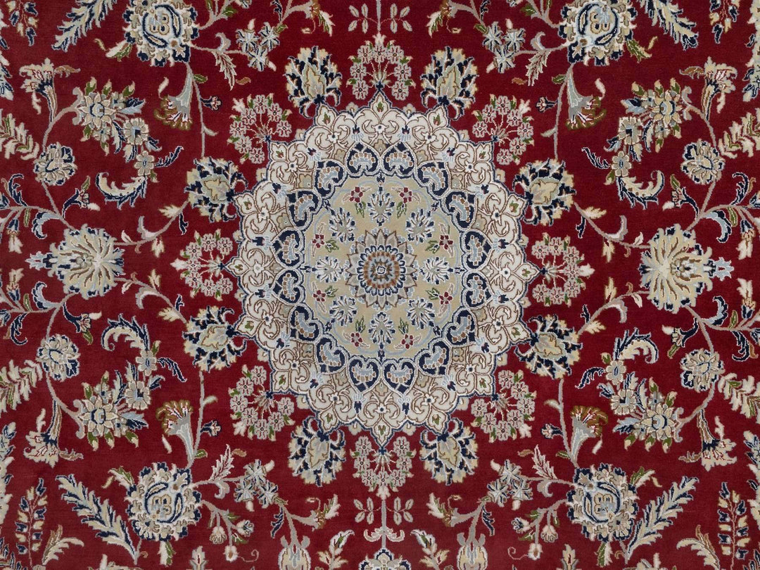 9'11" x 14'1" New Hand Knotted Red Wool & Silk Rectangle Oriental Rug - MOA10291610