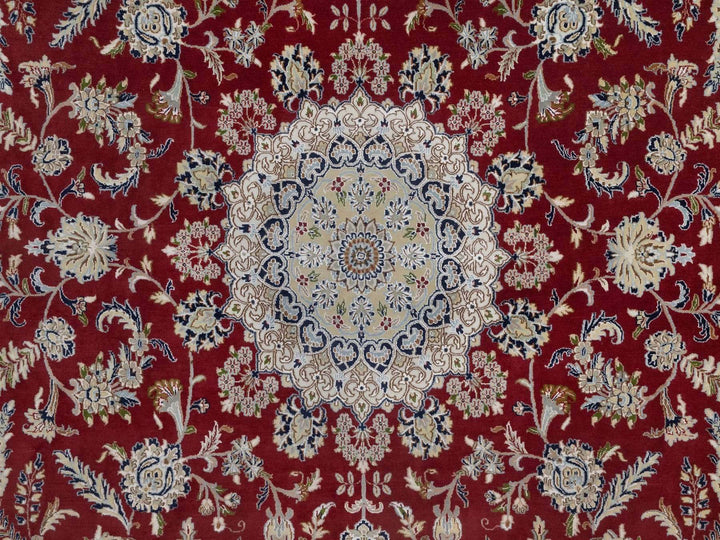 9'11" x 14'1" New Hand Knotted Red Wool & Silk Rectangle Oriental Rug - MOA10291610
