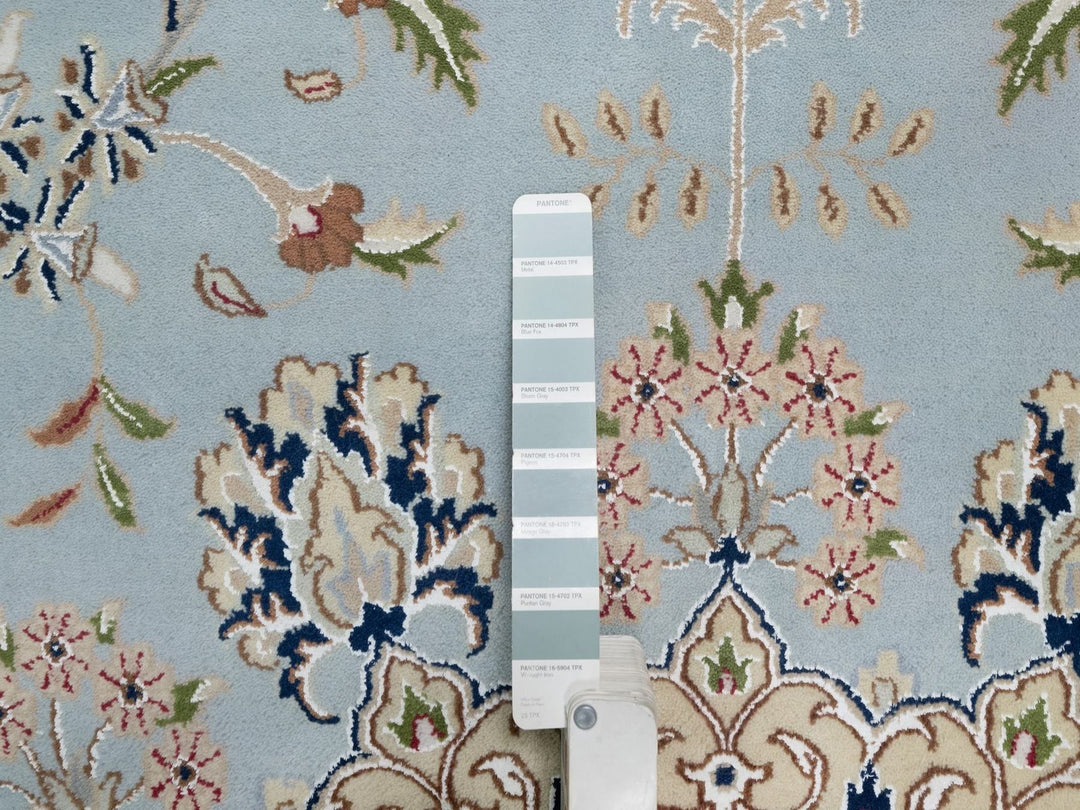 12'0" x 18'4" New Hand Knotted Blue Wool & Silk Rectangle Oriental Rug - MOA10291627