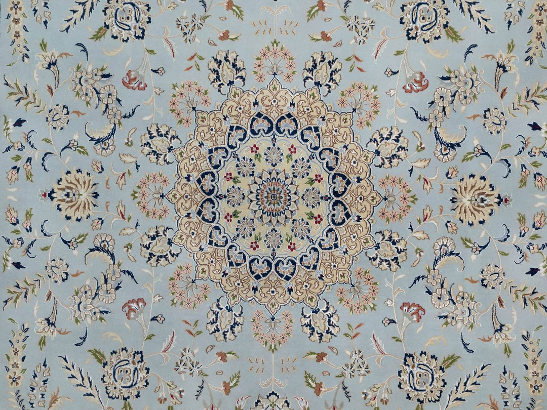 12'0" x 18'4" New Hand Knotted Blue Wool & Silk Rectangle Oriental Rug - MOA10291627