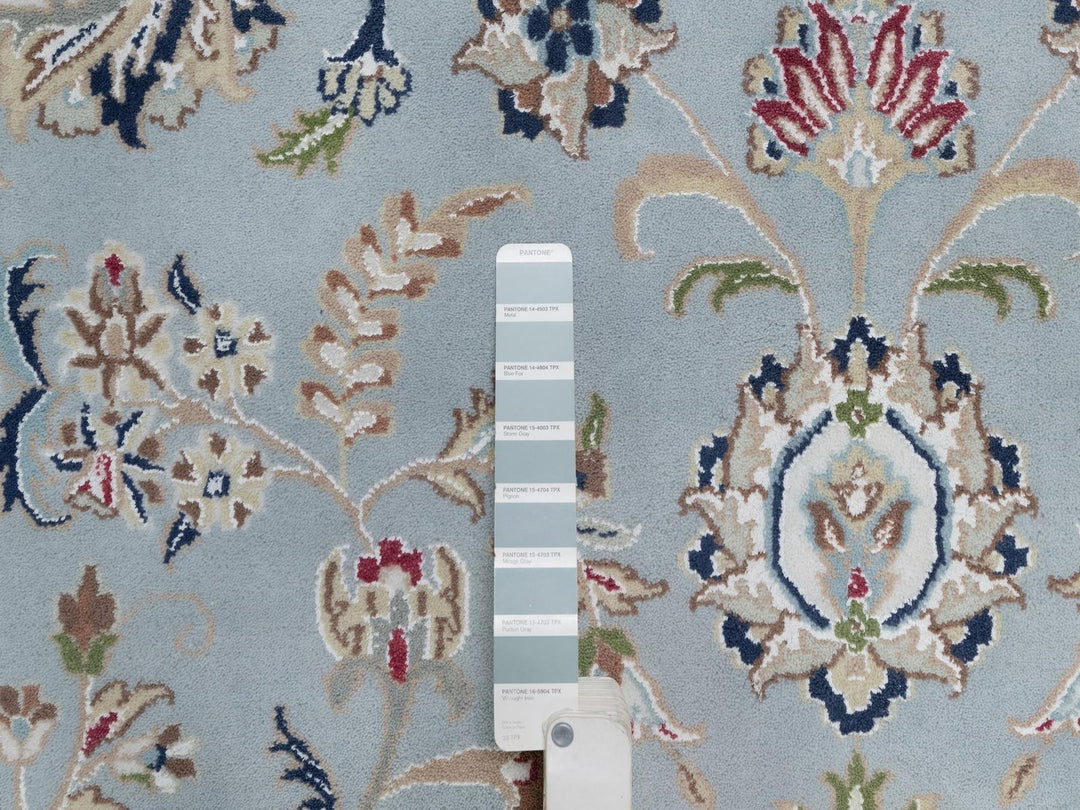 11'9" x 15'4" New Hand Knotted Blue Wool & Silk Rectangle Oriental Rug - MOA10291629