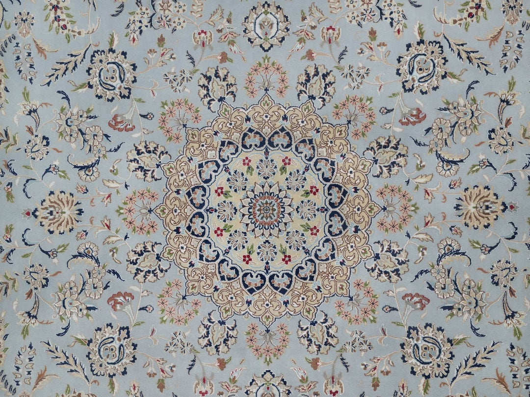 11'9" x 15'4" New Hand Knotted Blue Wool & Silk Rectangle Oriental Rug - MOA10291629