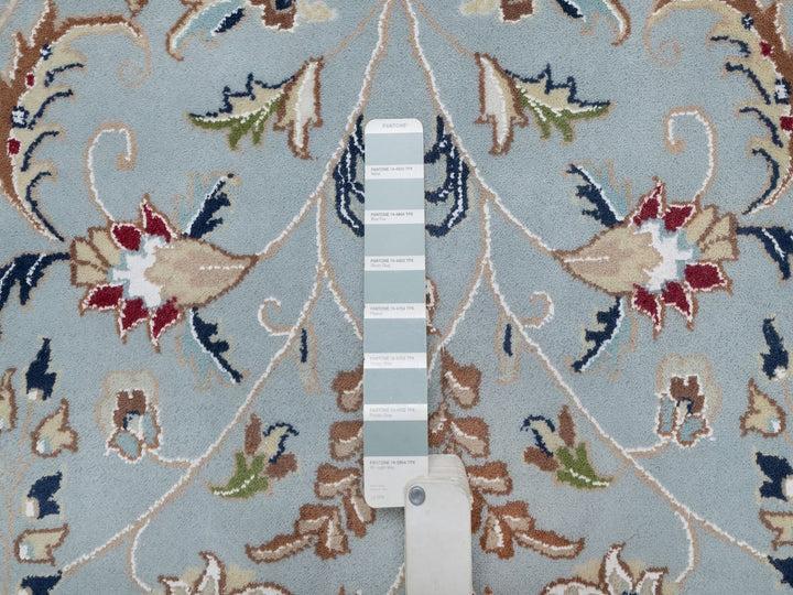 11'11" x 15'7" New Hand Knotted Blue Wool & Silk Rectangle Oriental Rug - MOA10291630