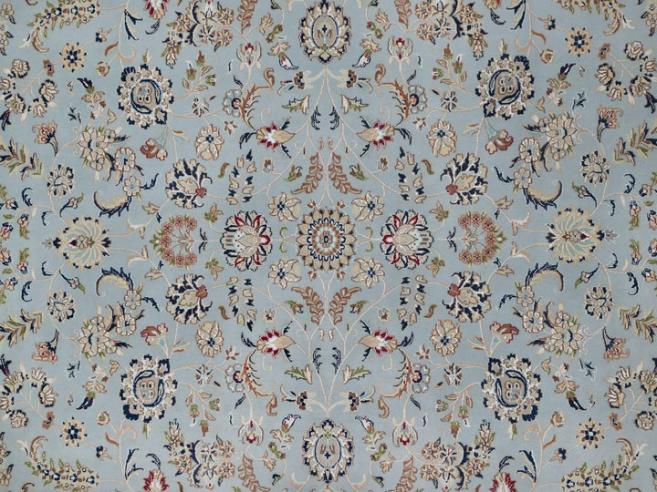 11'11" x 15'7" New Hand Knotted Blue Wool & Silk Rectangle Oriental Rug - MOA10291630