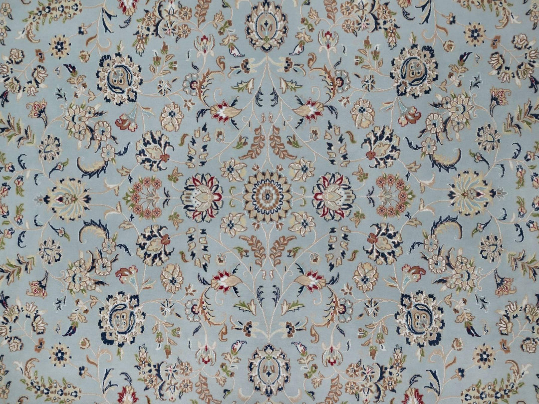 11'11" x 15'7" New Hand Knotted Blue Wool & Silk Rectangle Oriental Rug - MOA10291630