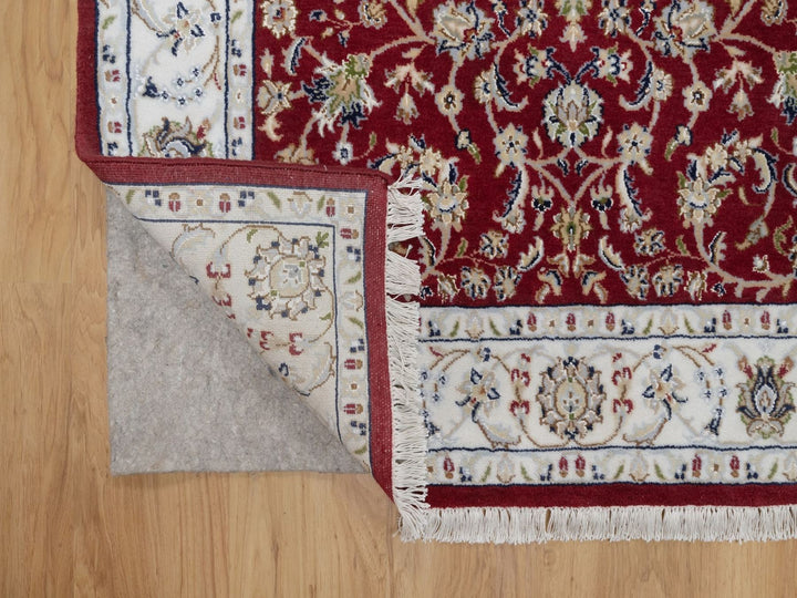 3'11" x 6'1" New Hand Knotted Red Wool & Silk Rectangle Oriental Rug - MOA10291638