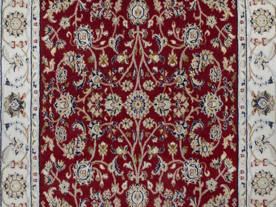 3'11" x 6'1" New Hand Knotted Red Wool & Silk Rectangle Oriental Rug - MOA10291638