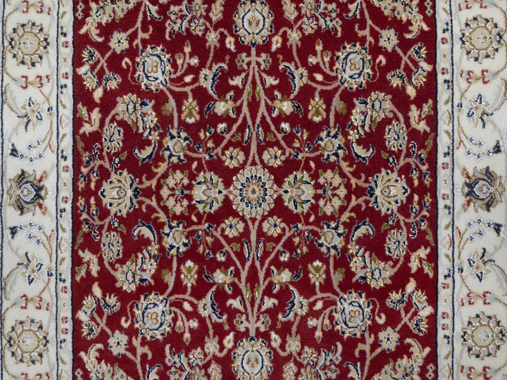 3'11" x 6'1" New Hand Knotted Red Wool & Silk Rectangle Oriental Rug - MOA10291638