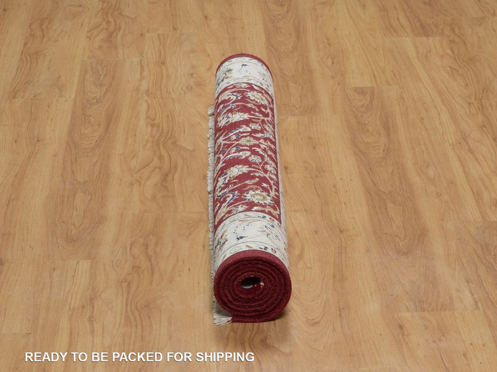 3'11" x 6'1" New Hand Knotted Red Wool & Silk Rectangle Oriental Rug - MOA10291638