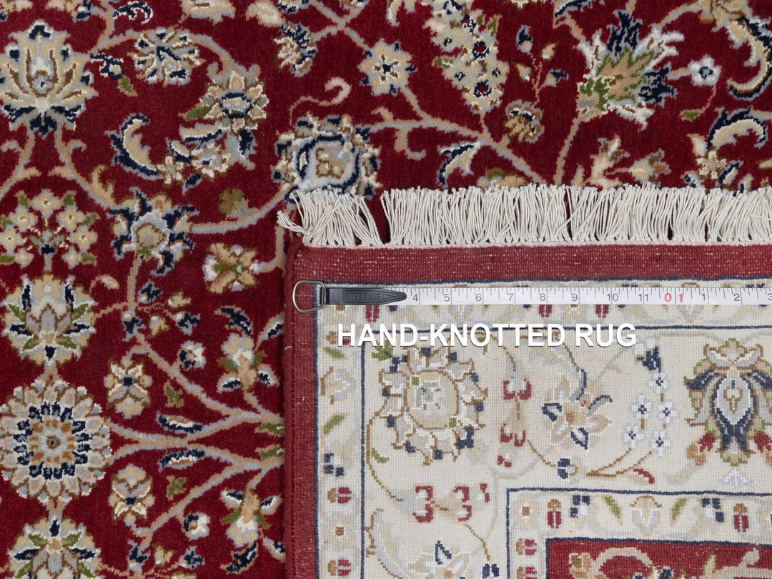 3'11" x 6'1" New Hand Knotted Red Wool & Silk Rectangle Oriental Rug - MOA10291638