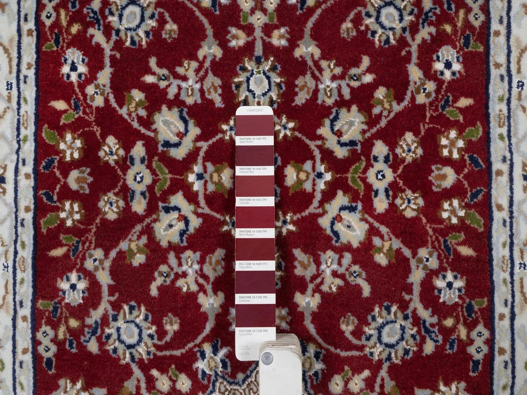 2'7" x 10'3" New Hand Knotted Red Wool & Silk Runner Oriental Rug - MOA10291642