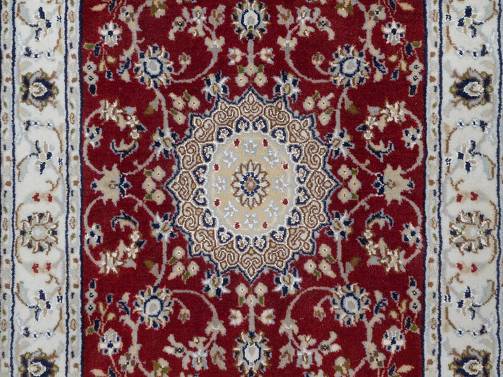 2'7" x 10'3" New Hand Knotted Red Wool & Silk Runner Oriental Rug - MOA10291642